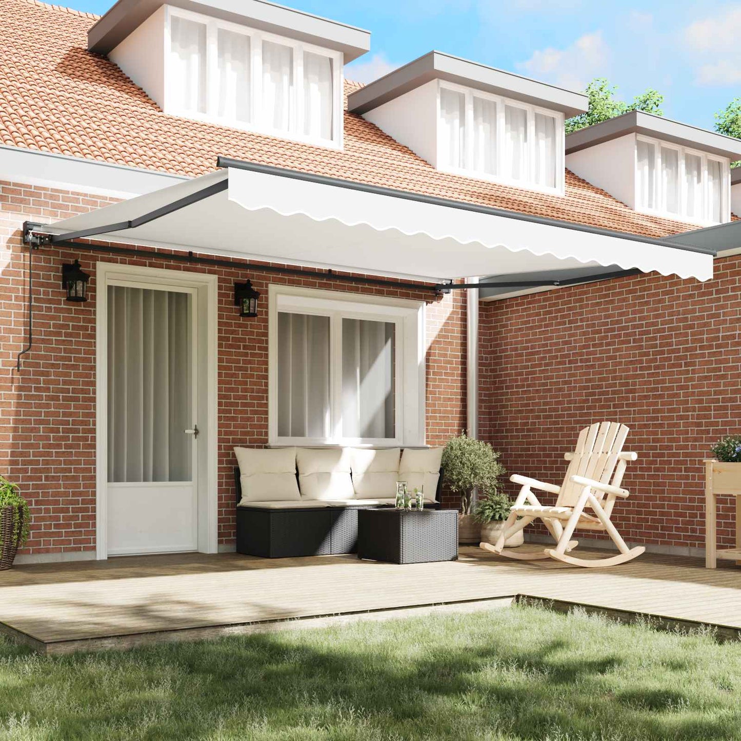 vidaXL Awning Frame White 400 x 300 cm Polyester with PU coating