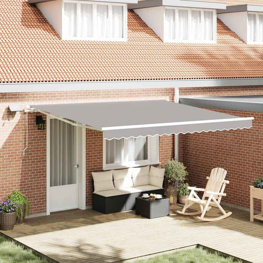 vidaXL Retractable Awning Light Grey 400 x 300 cm Fabric and Aluminium