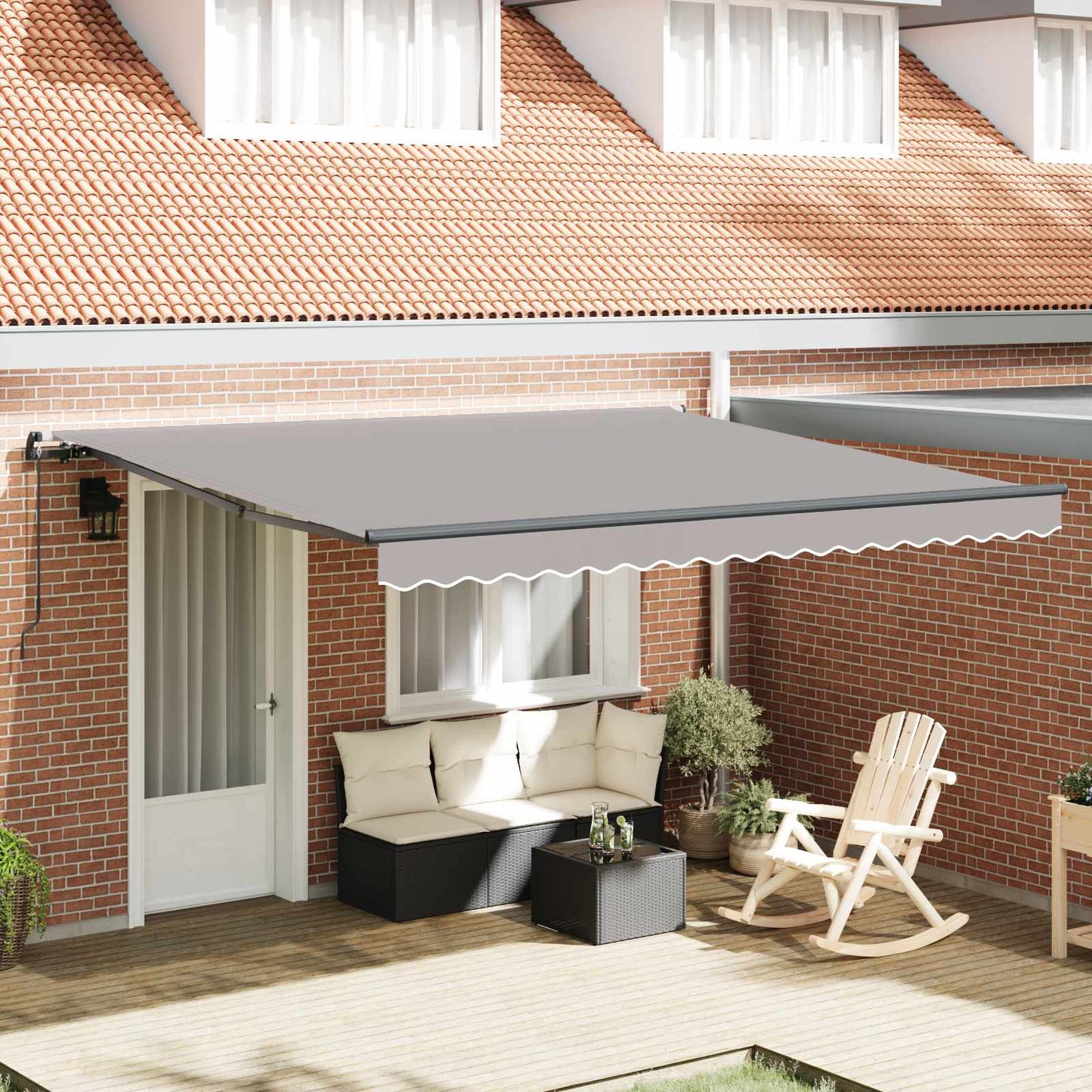 vidaXL Retractable Awning Light Grey 400 x 300 cm