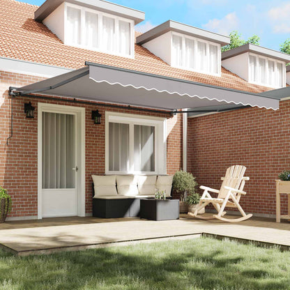 vidaXL Awning Frame Light Grey 400 x 300 cm Polyester with PU coating
