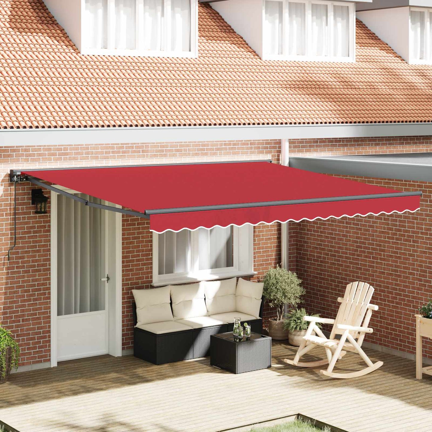 vidaXL Awning Frame Red 400 x 300 cm Polyester with PU coating