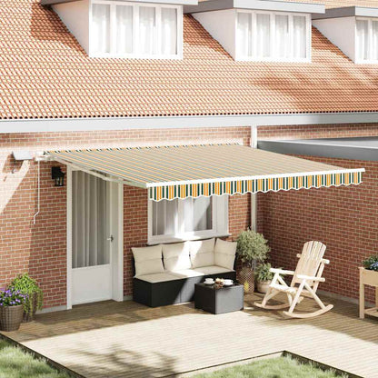 vidaXL Retractable Awning Green and yellow 400 x 300 cm