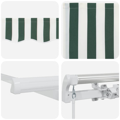 vidaXL Retractable Awning Green and White 400 x 300 cm