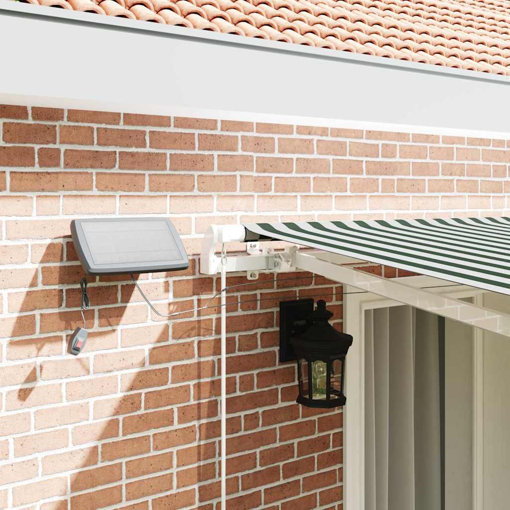vidaXL Retractable Awning Green and White 400 x 300 cm