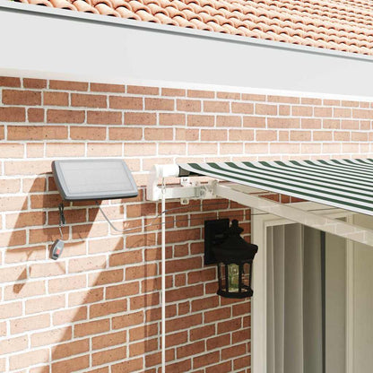 vidaXL Retractable Awning Green and White 400 x 300 cm