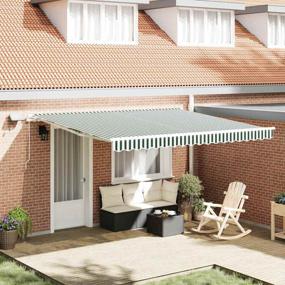 vidaXL Retractable Awning Green and White 400 x 300 cm
