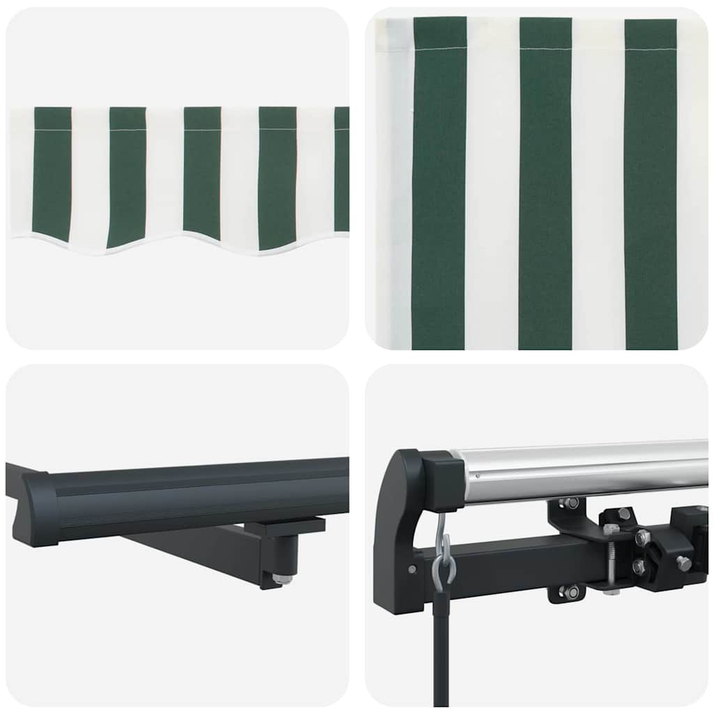 vidaXL Retractable Awning Green and White 400 x 300 cm