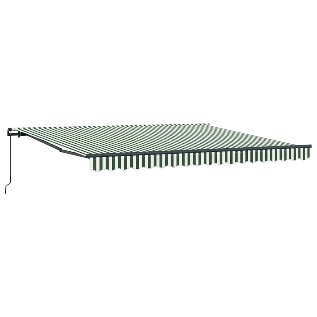 vidaXL Retractable Awning Green and White 400 x 300 cm