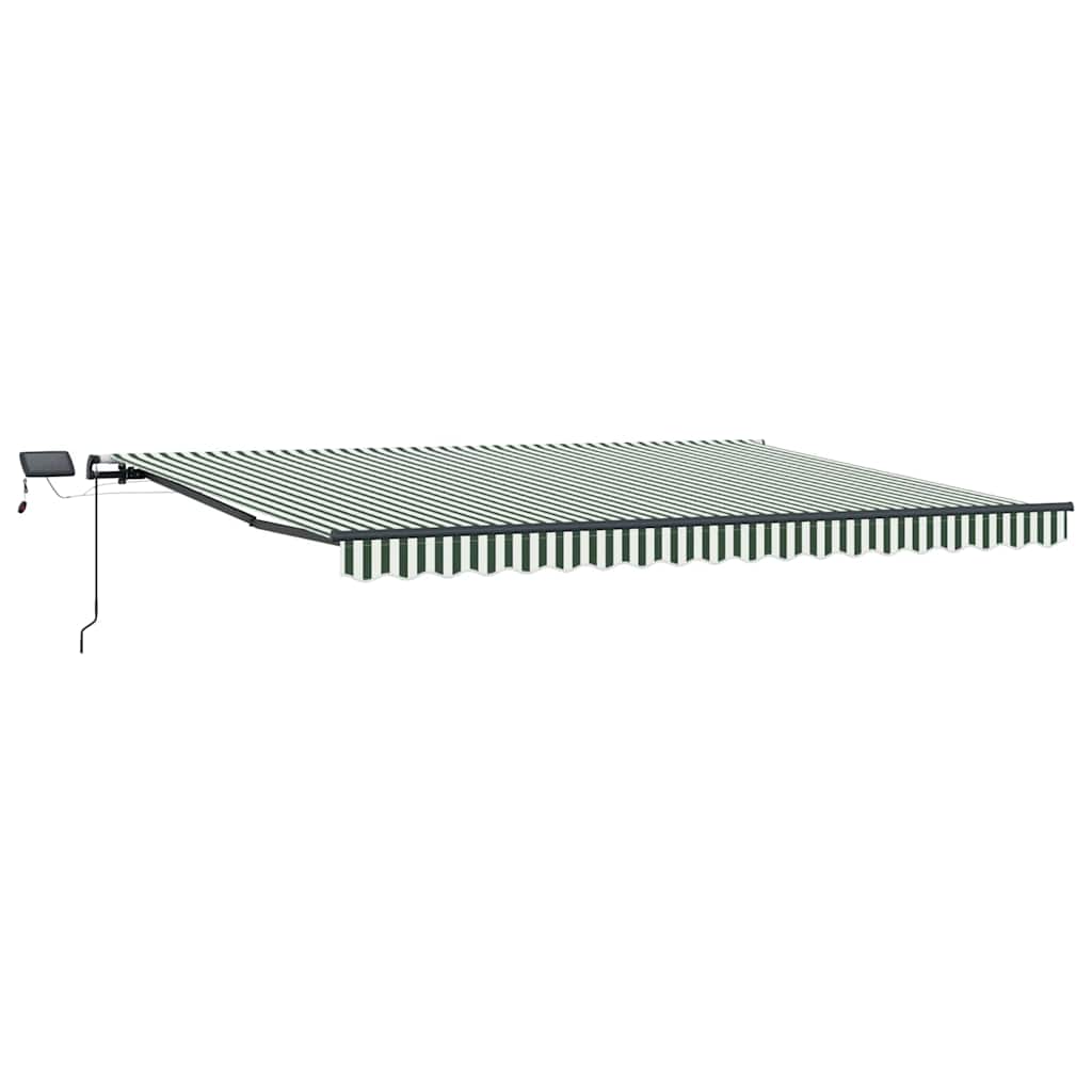 vidaXL Retractable Awning Green and White 400 x 300 cm