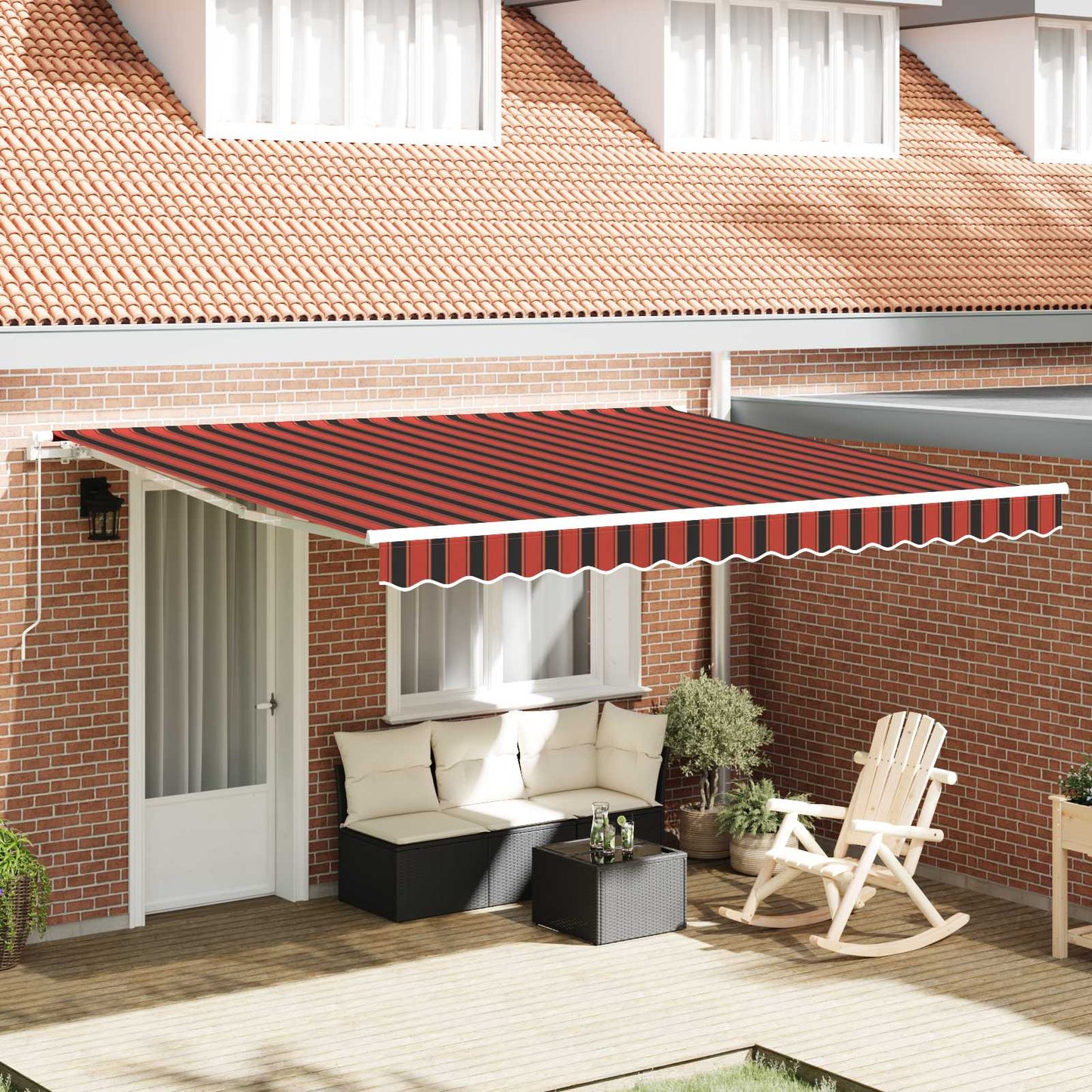 vidaXL Retractable Awning Orange 400 x 350 cm Polyester and Aluminium