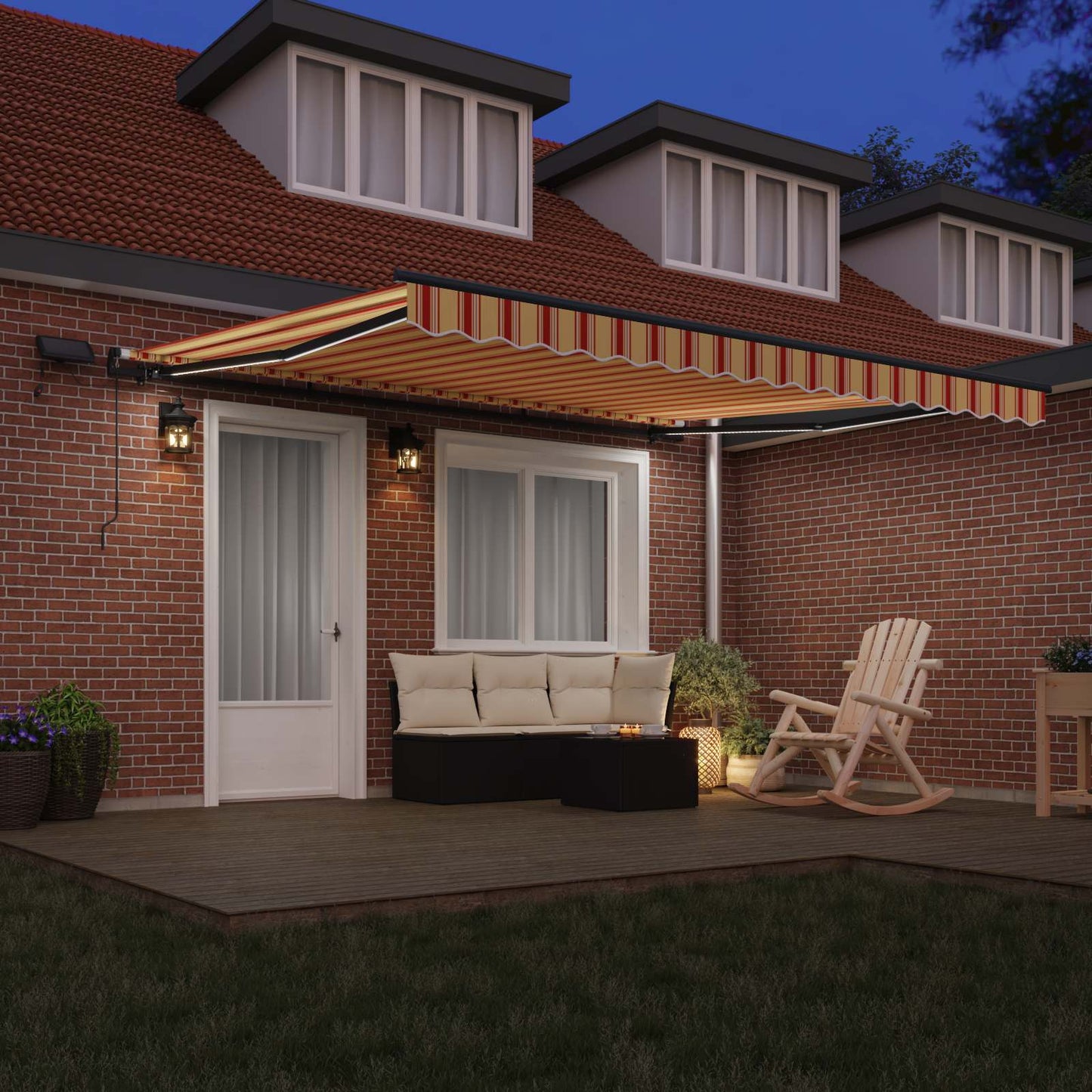vidaXL Retractable Awning Yellow and orange 400 x 350 cm Fabric