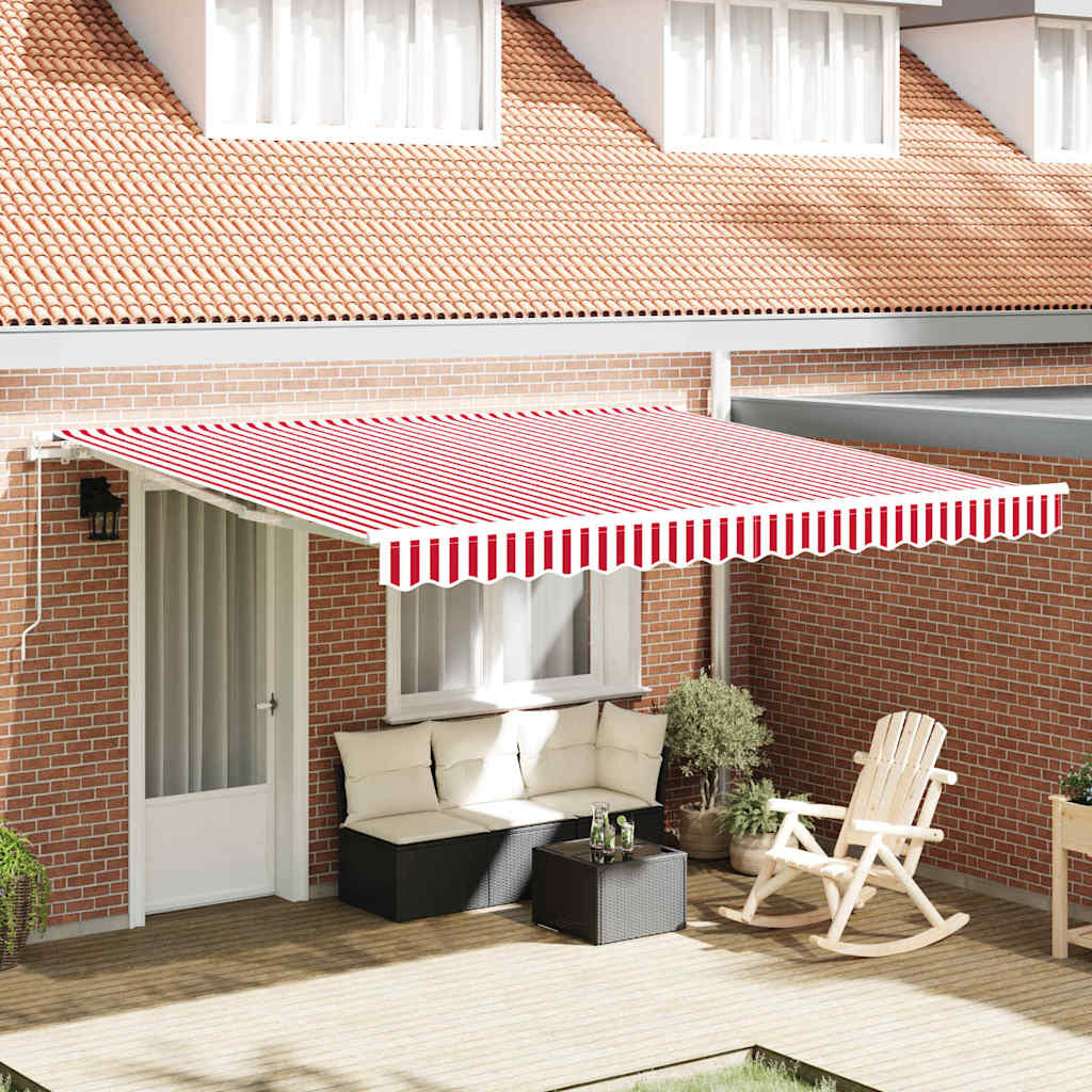 vidaXL Retractable Awning Red and White 400 x 350 cm