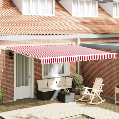 vidaXL Retractable Awning Red and White 400 x 350 cm