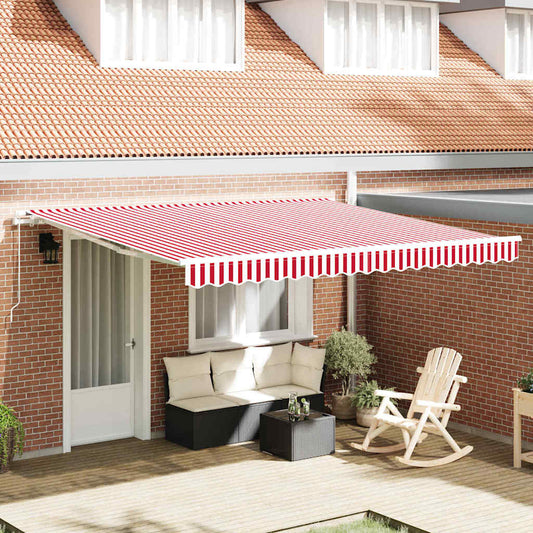 vidaXL Retractable Awning Red and White 400 x 350 cm