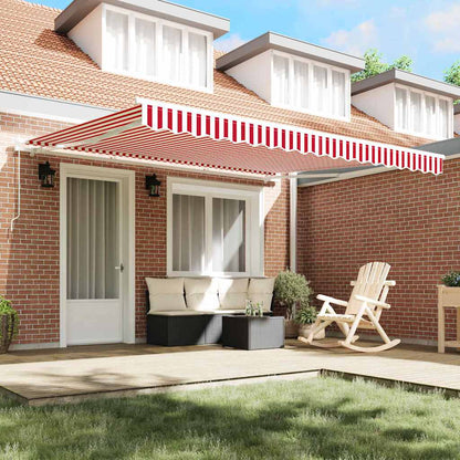 vidaXL Retractable Awning Red and White 400 x 350 cm