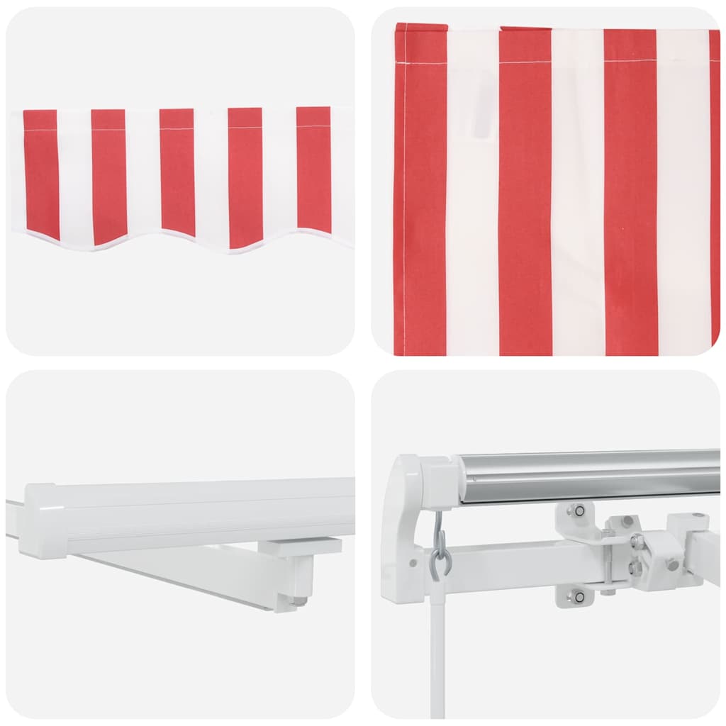 vidaXL Retractable Awning Red and White 400 x 300 cm