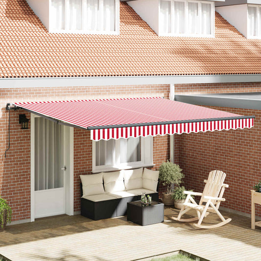 vidaXL Retractable Awning Red and White 400 x 350 cm