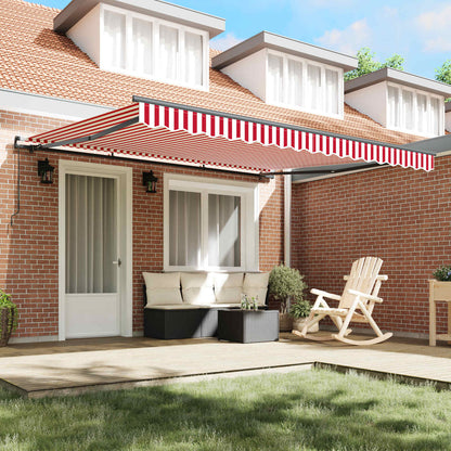 vidaXL Retractable Awning Red and White 400 x 350 cm