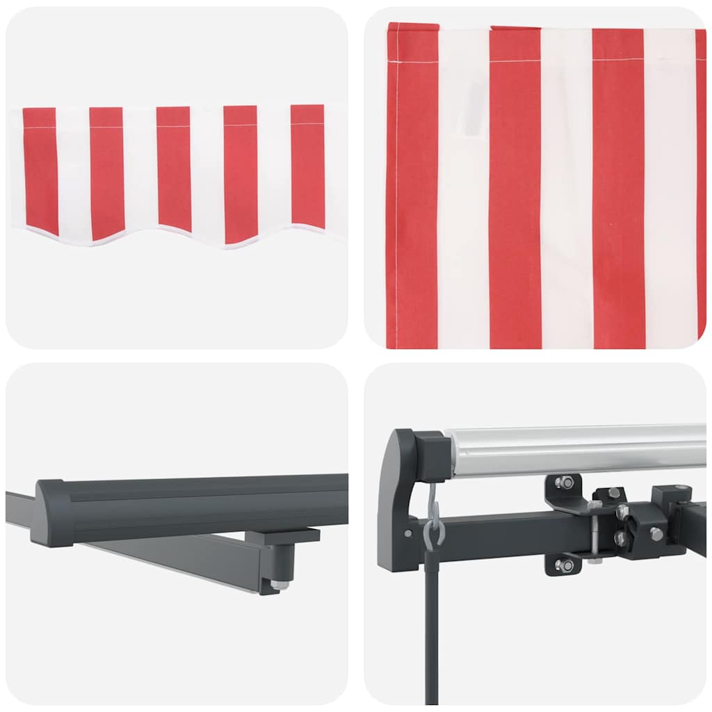 vidaXL Retractable Awning Red and white 400 x 350 cm Fabric
