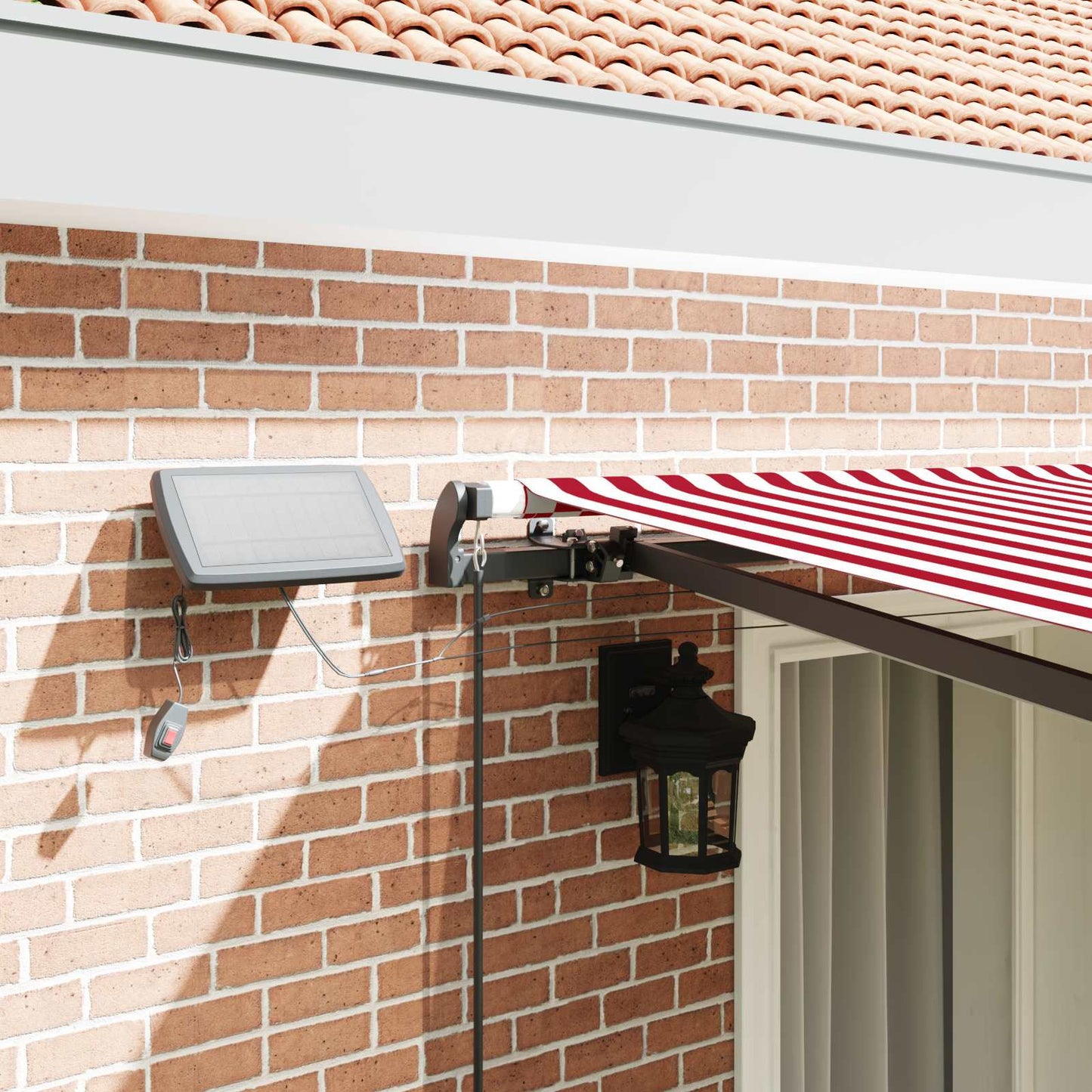 vidaXL Retractable Awning Red and white 400 x 350 cm Fabric