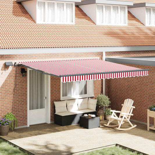 vidaXL Retractable Awning Red and White 400 x 350 cm