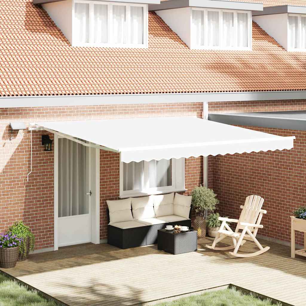 vidaXL Retractable Awning White 400 x 300 cm Fabric and Steel