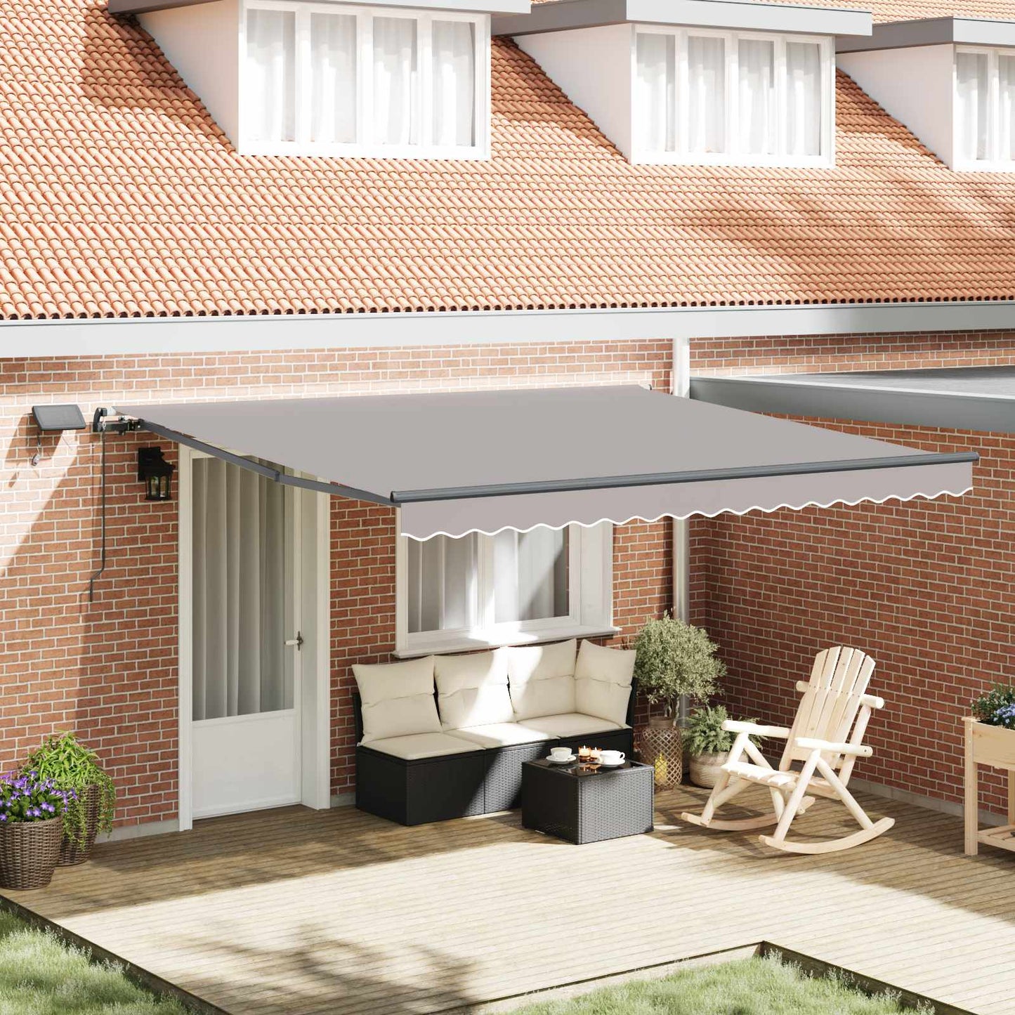 vidaXL Retractable Awning Light Grey 400 x 350 cm Fabric and Aluminium