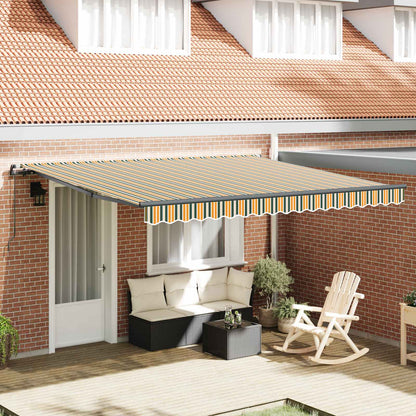 vidaXL Retractable Awning Green and yellow 400 x 350 cm