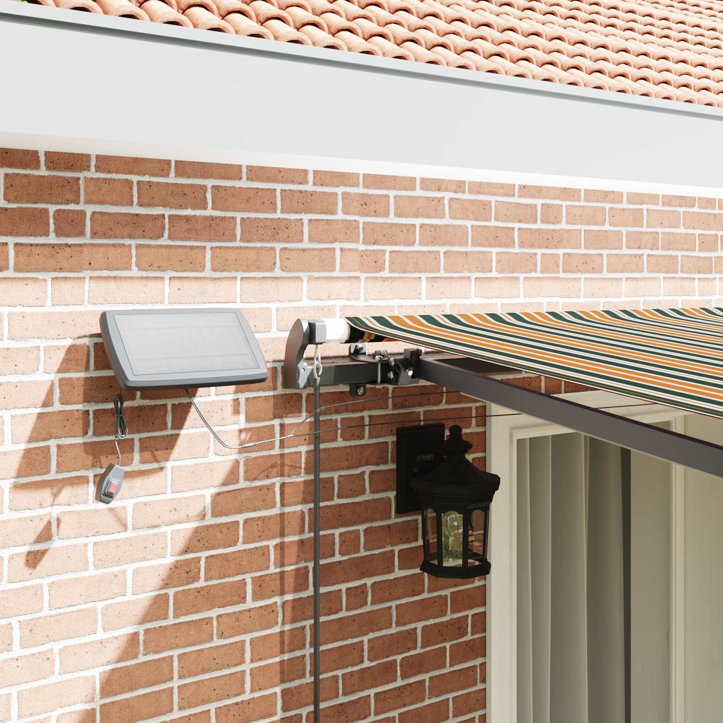 vidaXL Retractable Awning Green and yellow 400 x 350 cm
