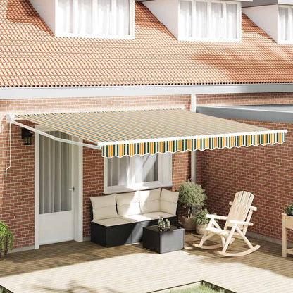 vidaXL Retractable Awning Green and White 400 x 350 x 165 cm
