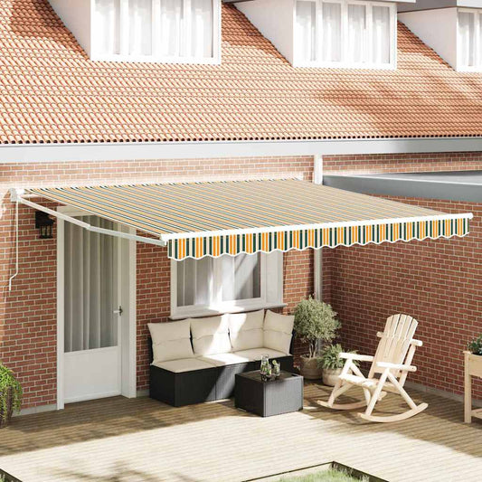 vidaXL Retractable Awning Green and White 400 x 350 x 165 cm