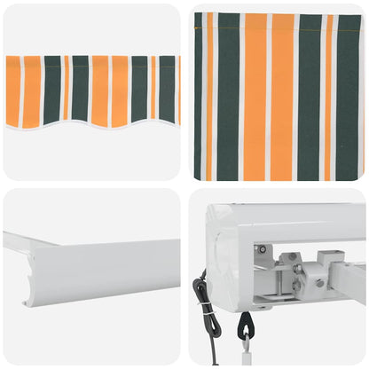 vidaXL Retractable Awning Green and White 400 x 350 cm