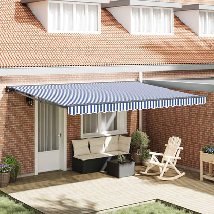 vidaXL Awning Frame Blue and White 450 x 300 cm
