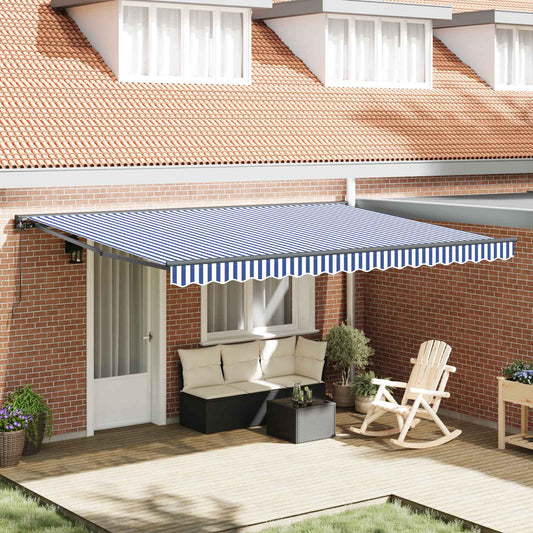 vidaXL Awning Frame Blue and White 450 x 300 cm