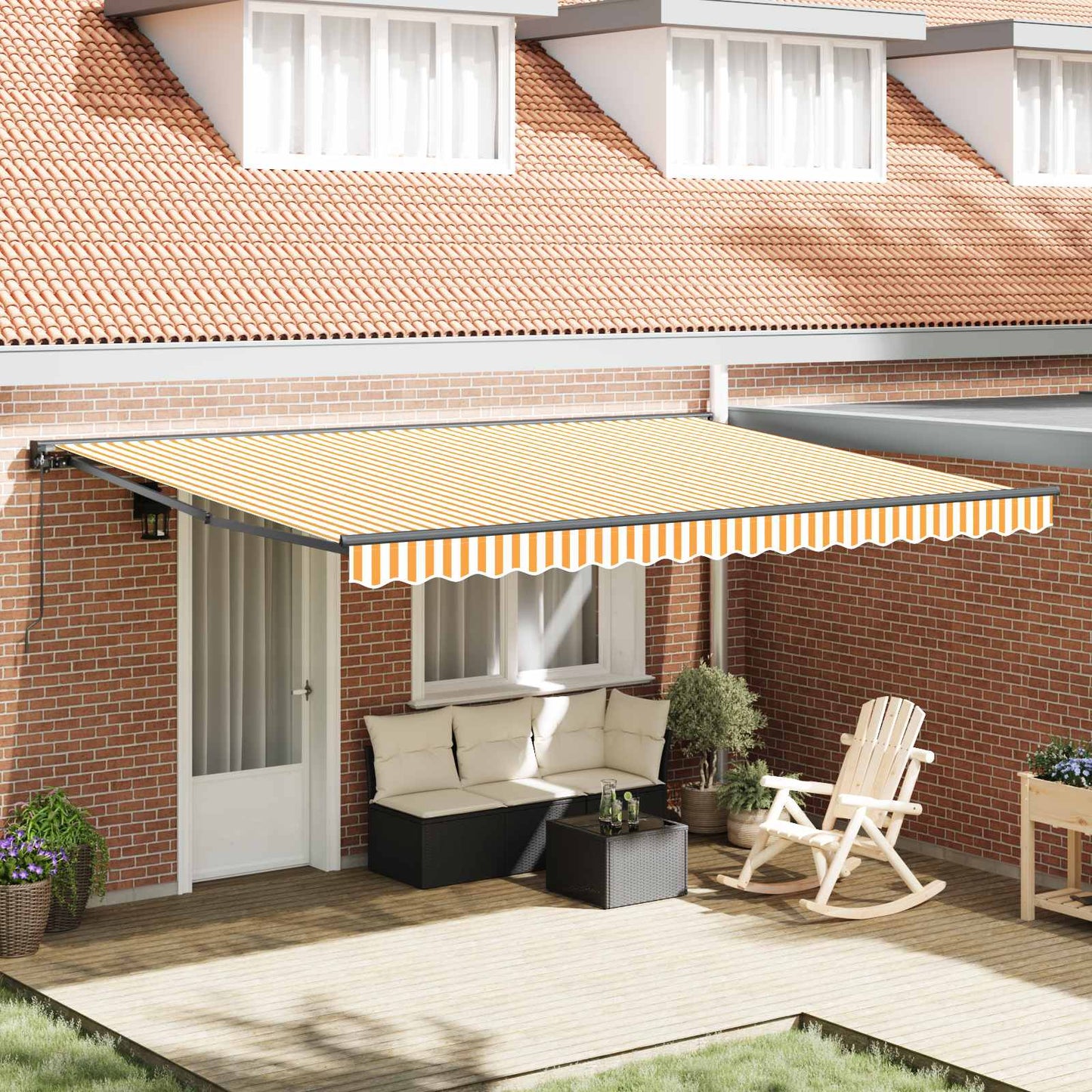 vidaXL Awning Frame Yellow and White 450 x 300 cm