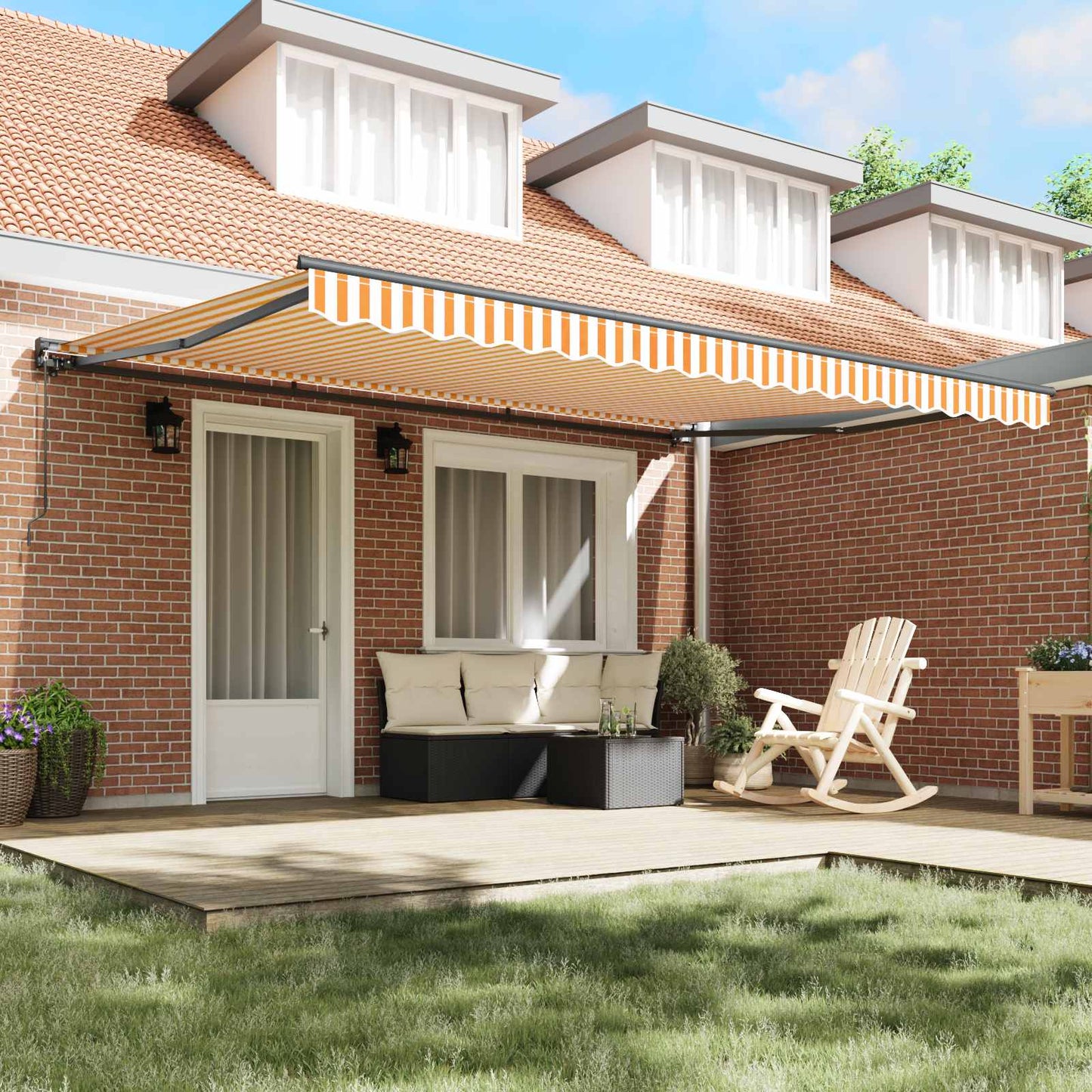 vidaXL Awning Frame Yellow and White 450 x 300 cm