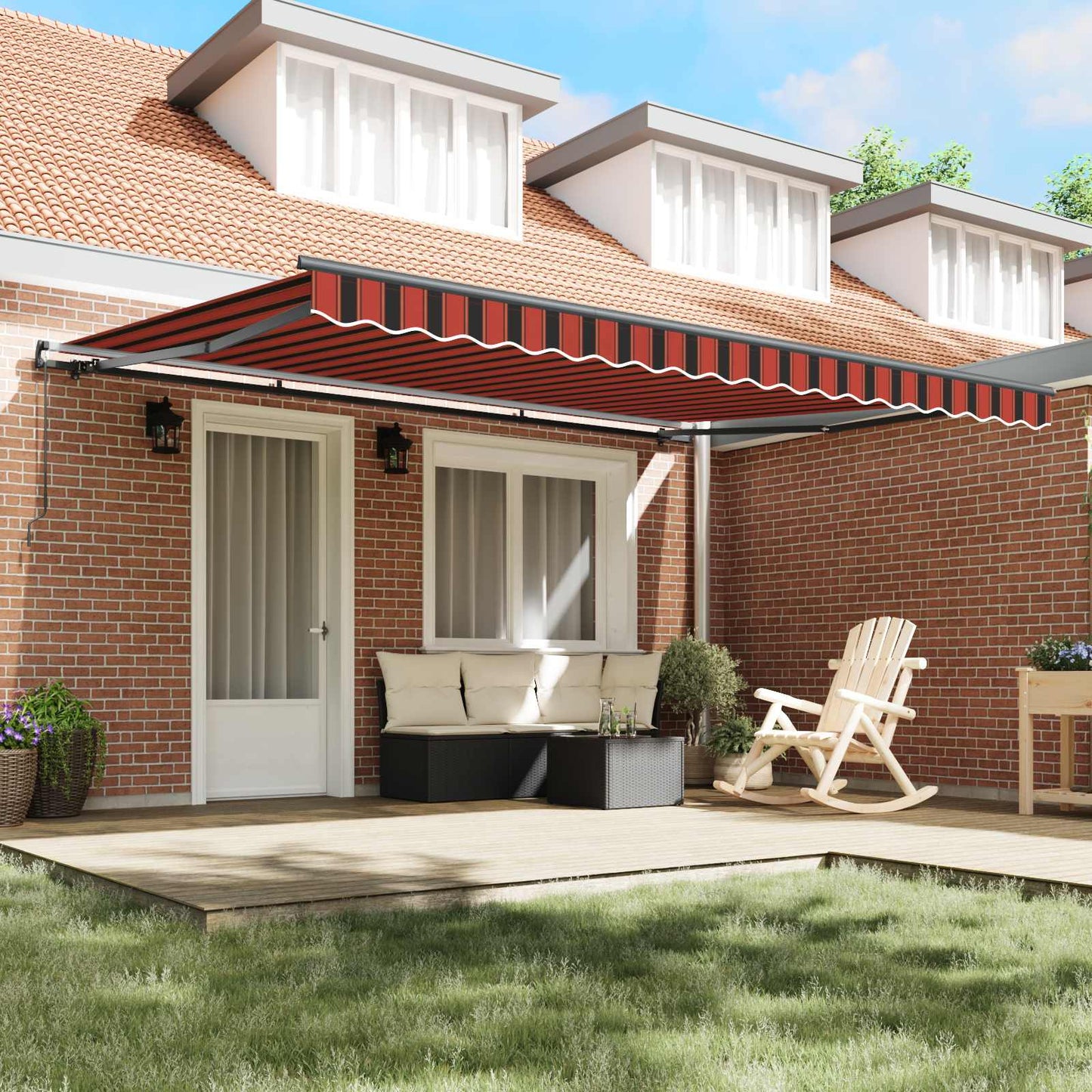 vidaXL Retractable Awning Orange and brown 450 x 300 cm