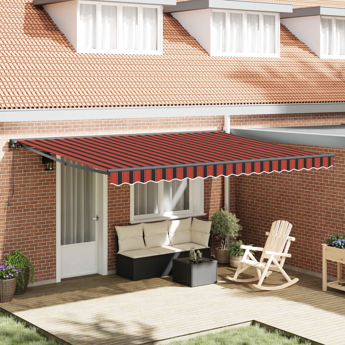 vidaXL Awning Frame Orange and Black 450 x 300 cm