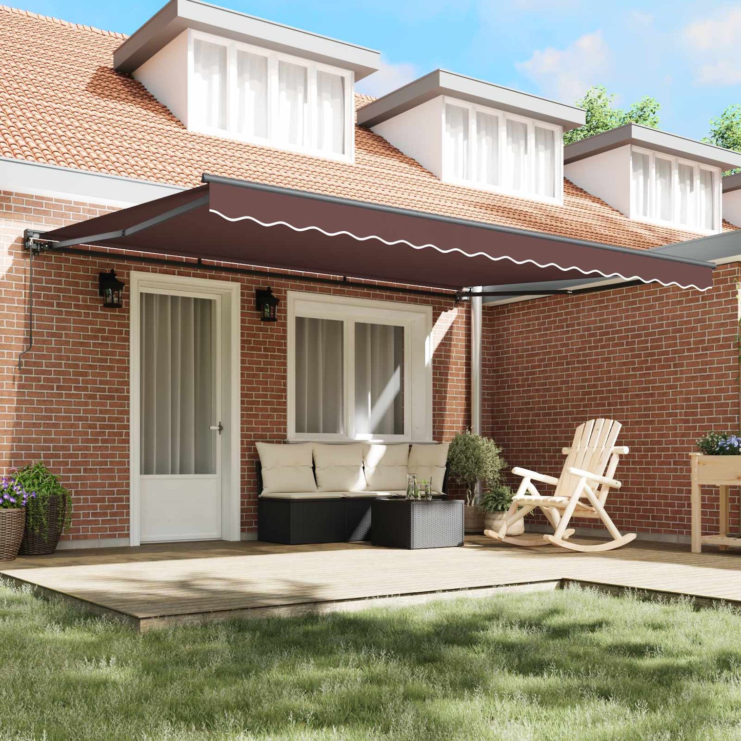 vidaXL Awning Frame Brown 450 x 300 cm Polyester with PU coating