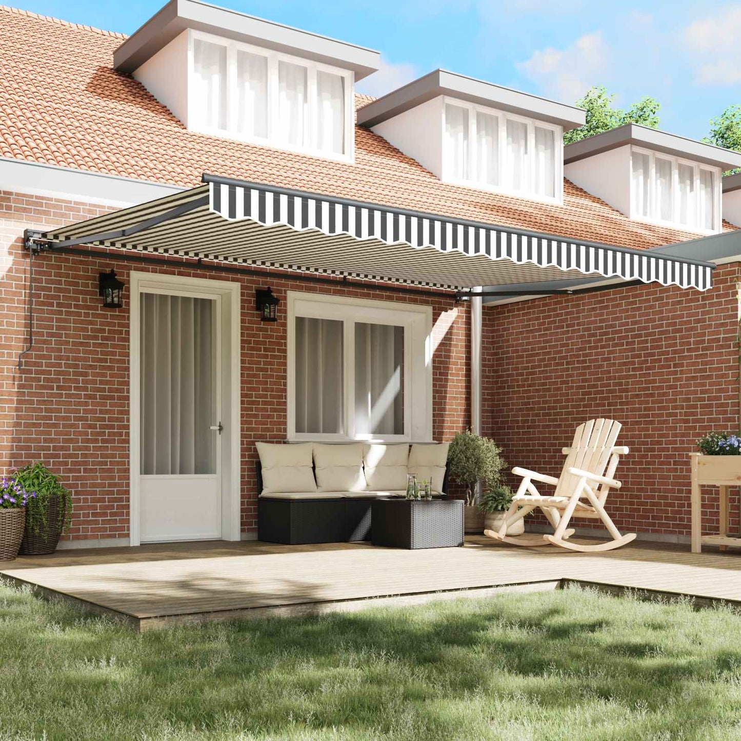 vidaXL Awning Frame Anthracite and White 450 x 300 cm