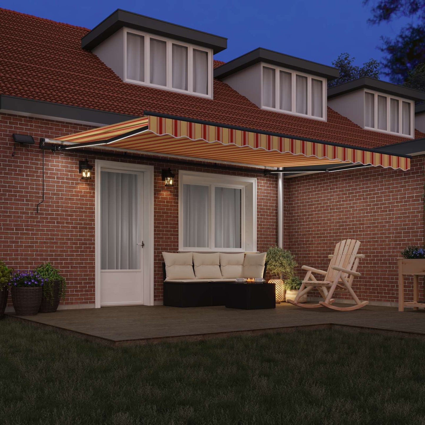 vidaXL Retractable Awning Yellow and orange 450 x 300 cm Fabric
