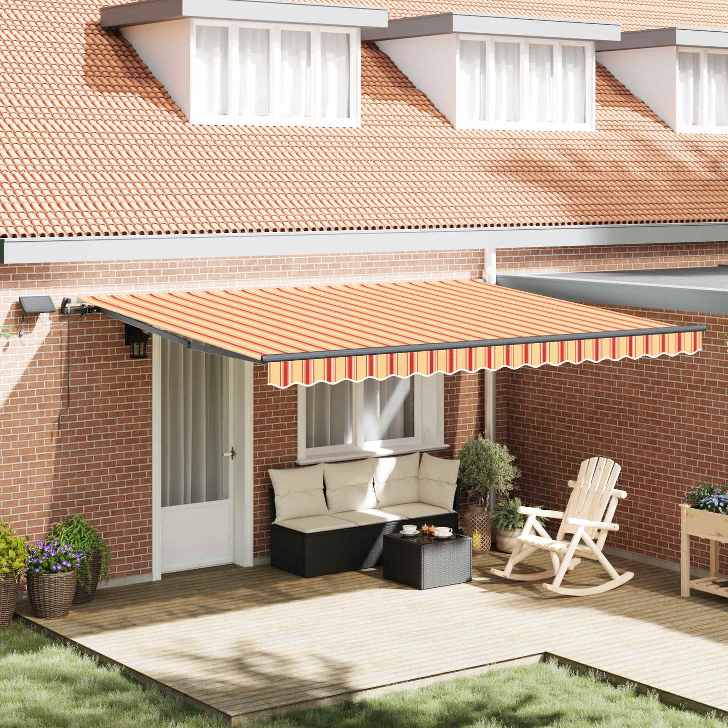 vidaXL Retractable Awning Yellow and orange 450 x 300 cm Fabric