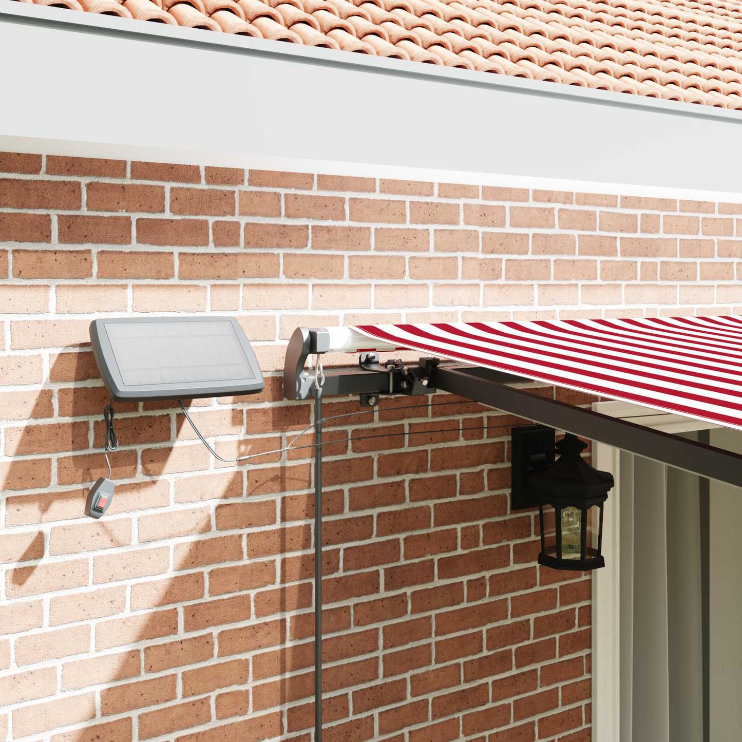 vidaXL Retractable Awning Red and White 450 x 300 cm