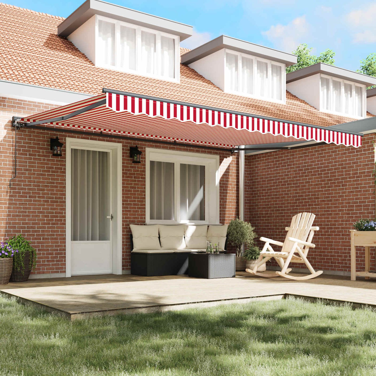 vidaXL Awning Frame Red and White 450 x 300 cm