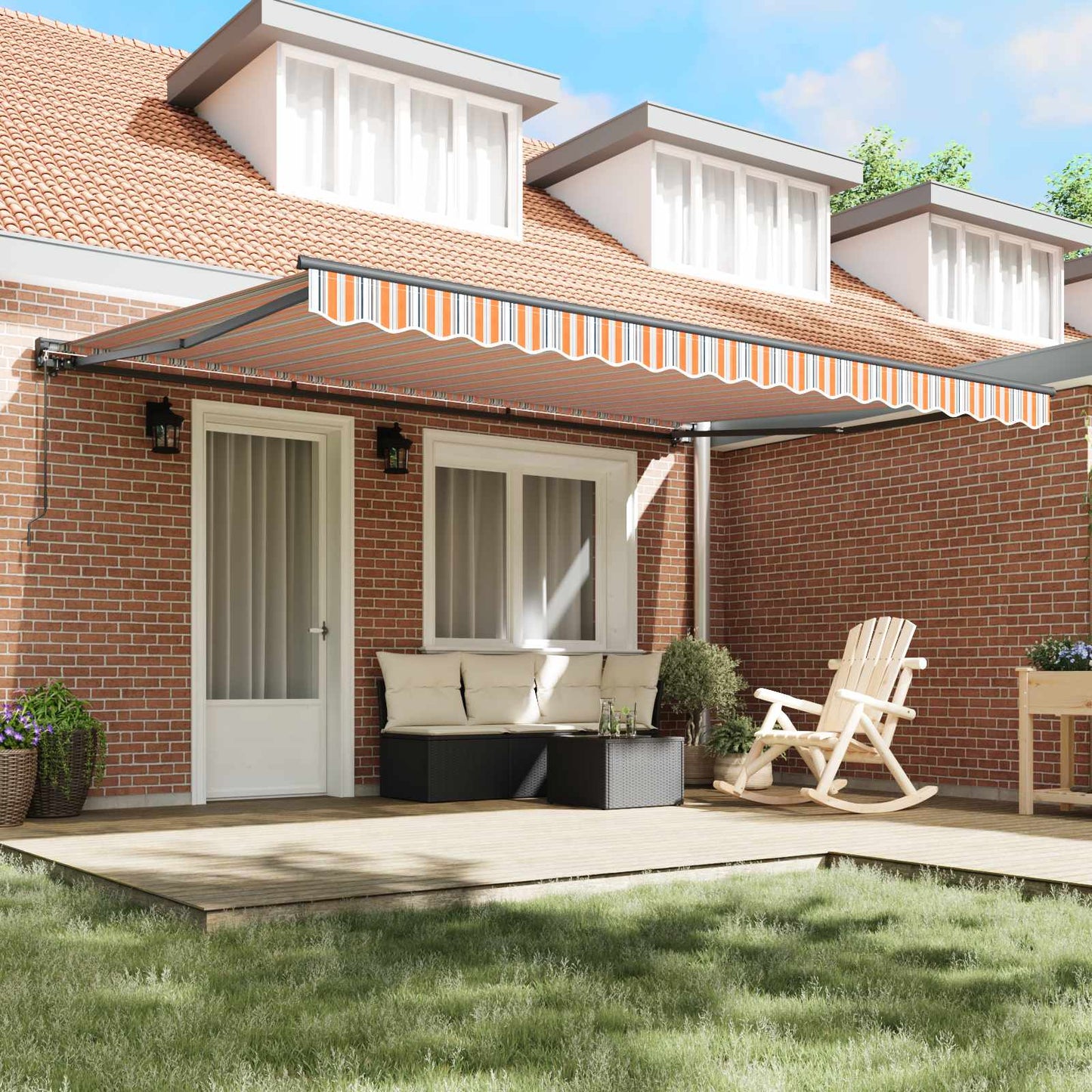 vidaXL Awning Frame Blue and Orange 450 x 300 cm
