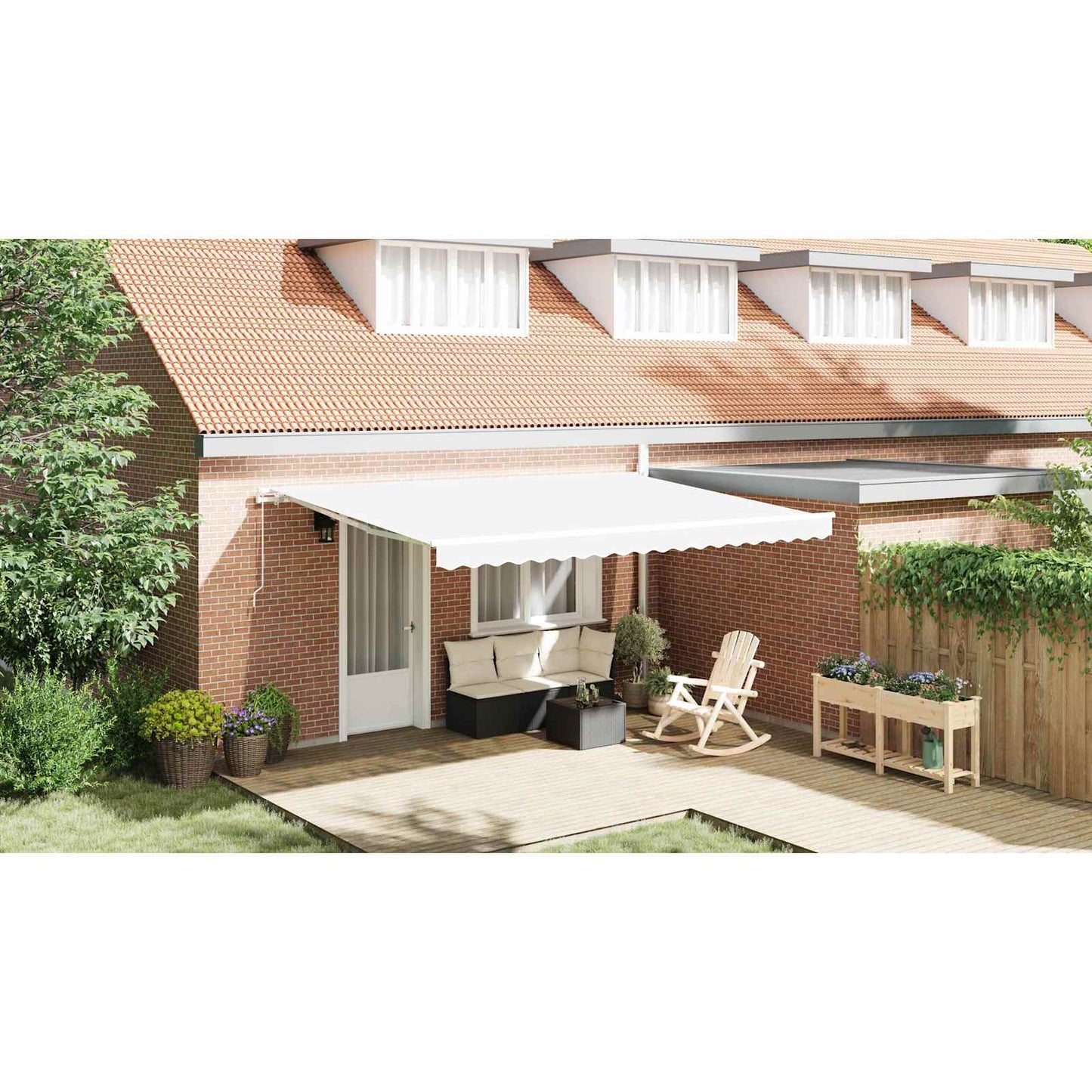 vidaXL Retractable Awning White 450 x 300 x 165 cm