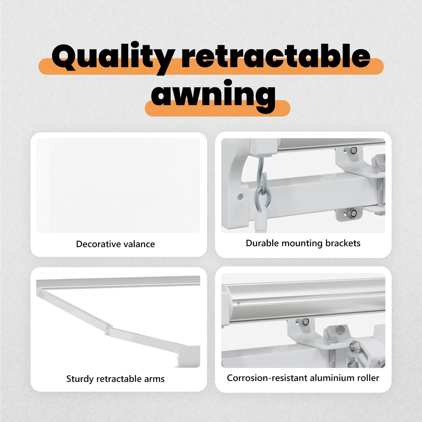 vidaXL Retractable Awning White 450 x 300 x 165 cm