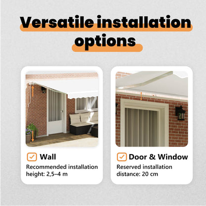 vidaXL Retractable Awning White 450 x 300 x 165 cm