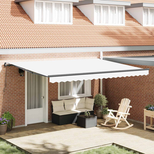 vidaXL Retractable Awning White 450 x 300 cm Polyester and Aluminium