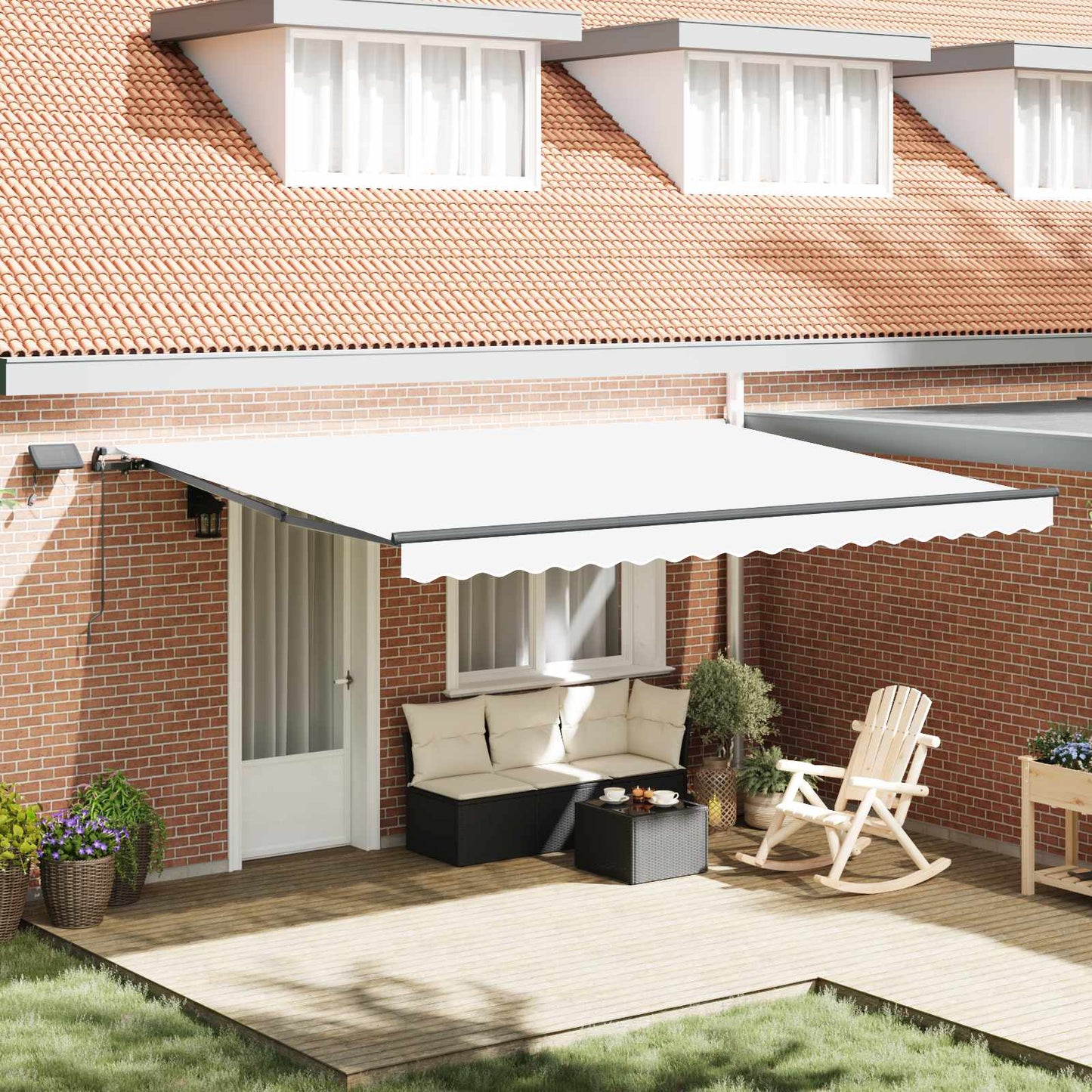 vidaXL Retractable Awning White 450 x 300 cm Fabric and Aluminium